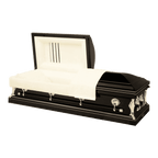 Batesville Stardust Casket — black 18-gauge steel with ivory crepe interior