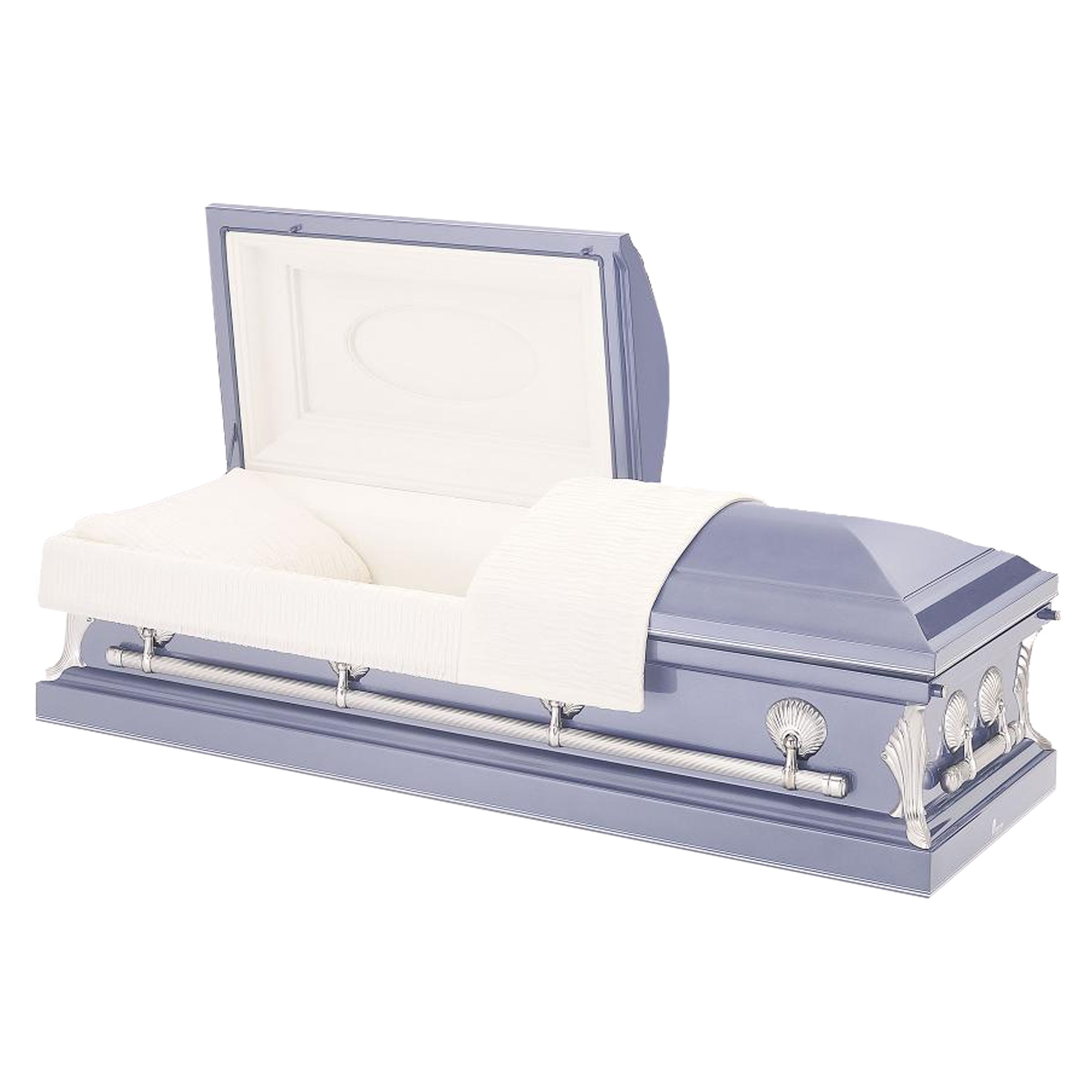 Batesville Sydney Blue Casket — purple 18-gauge steel with rosetan crepe interior (view 2)