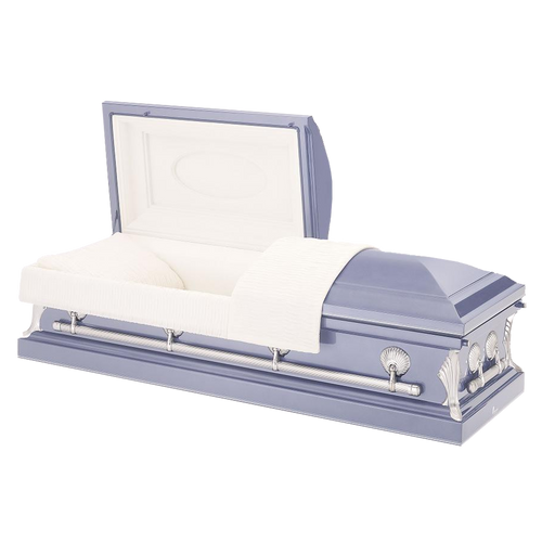Batesville Sydney Blue Casket — purple 18-gauge steel with rosetan crepe interior (view 2)