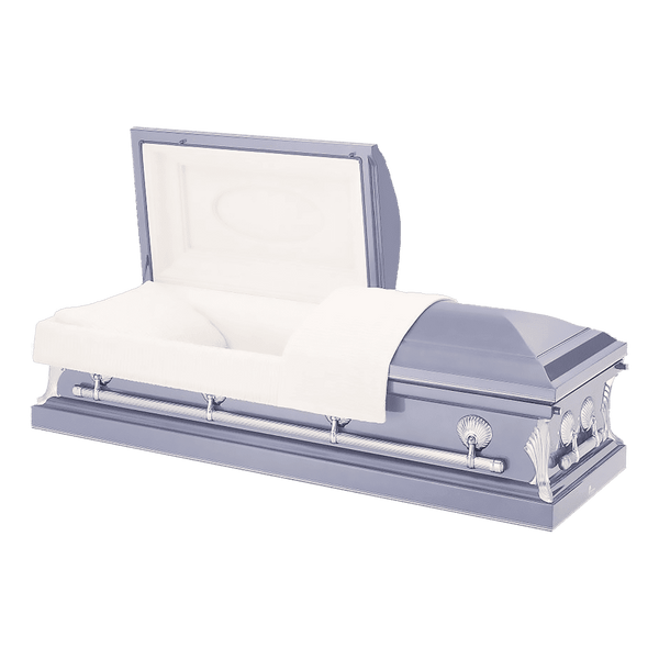 Batesville Sydney Blue Casket — purple 18-gauge steel with rosetan crepe interior