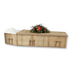 Discount Caskets 6 Point Bamboo Casket — solid bamboo with white cotton interior