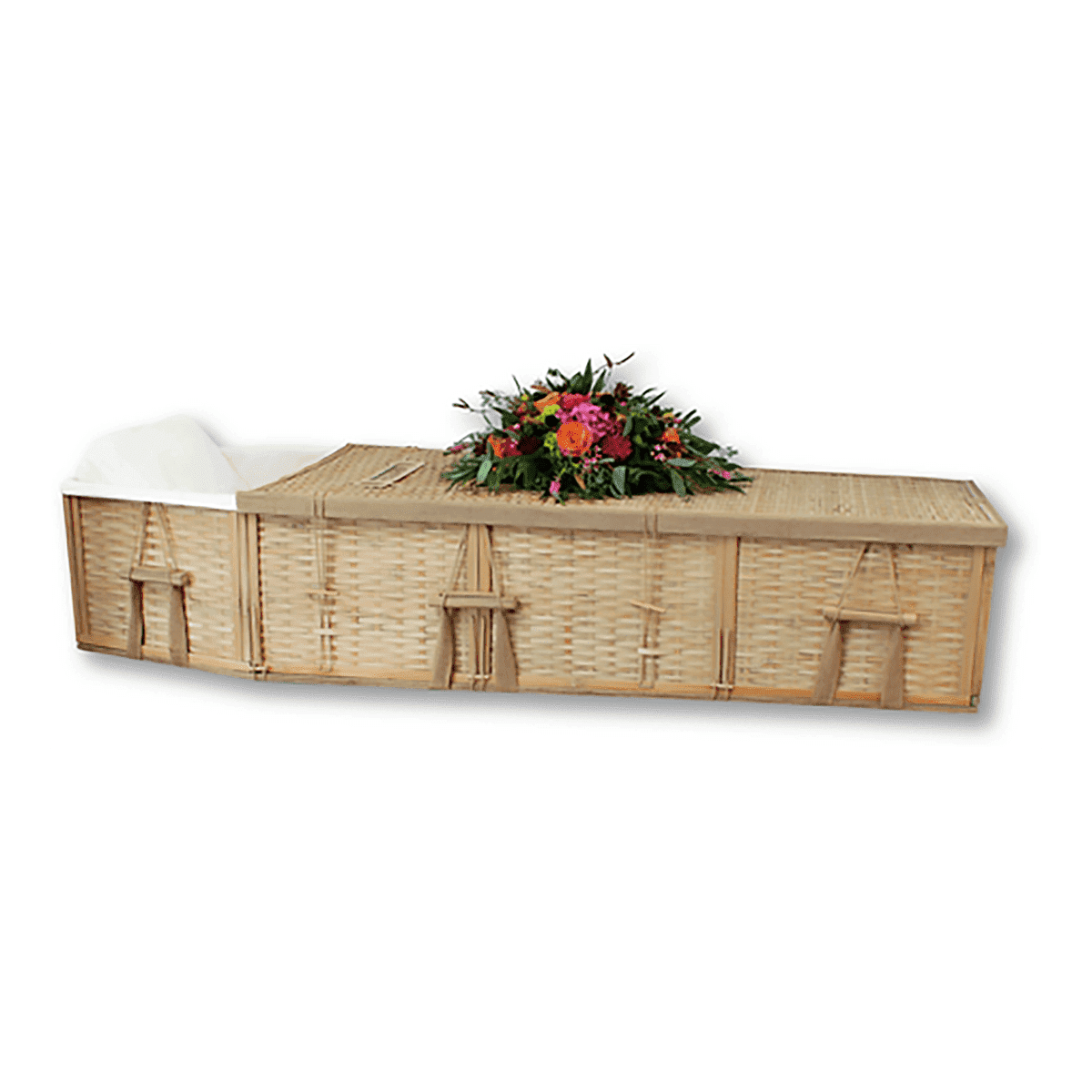 Discount Caskets 6 Point Bamboo Casket — solid bamboo with white cotton interior