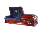 Hero Army Wood Casket — solid poplar with navy blue velvet interior (view 2)