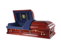 Hero Army Wood Casket — solid poplar with navy blue velvet interior