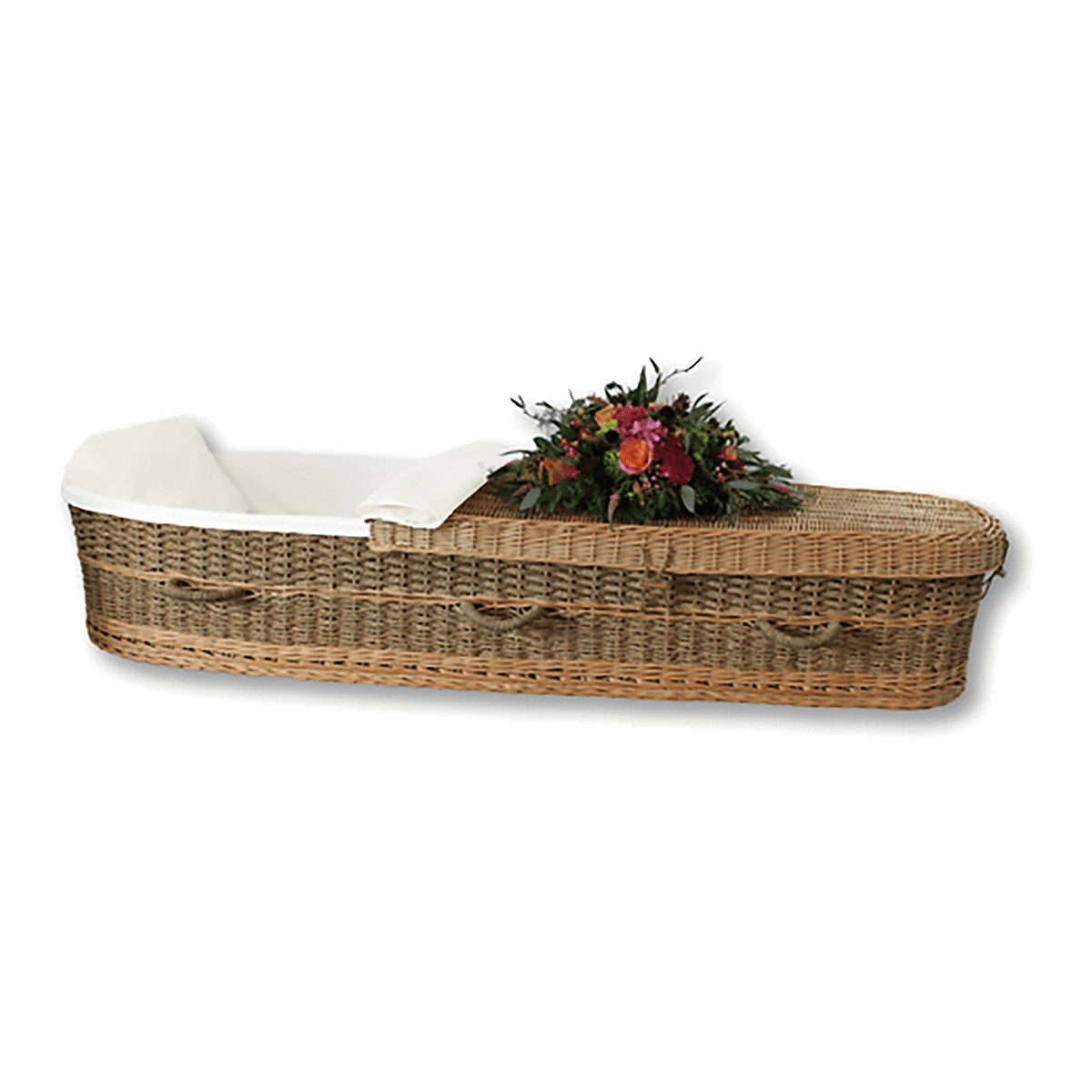 Discount Caskets Seagrass Casket — solid willow with white cotton interior