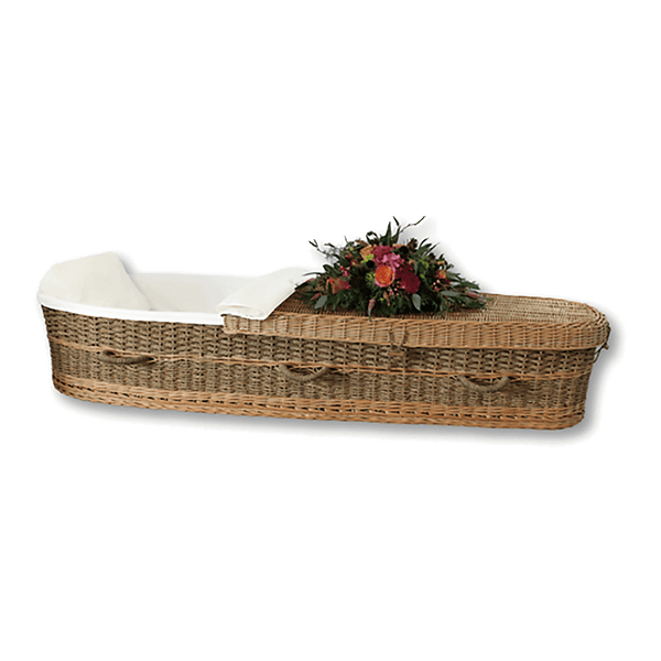 Discount Caskets Seagrass Casket — solid willow with white cotton interior
