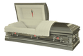 The Veteran Stainless Steel casket — silver stainless steel with white velvet interior