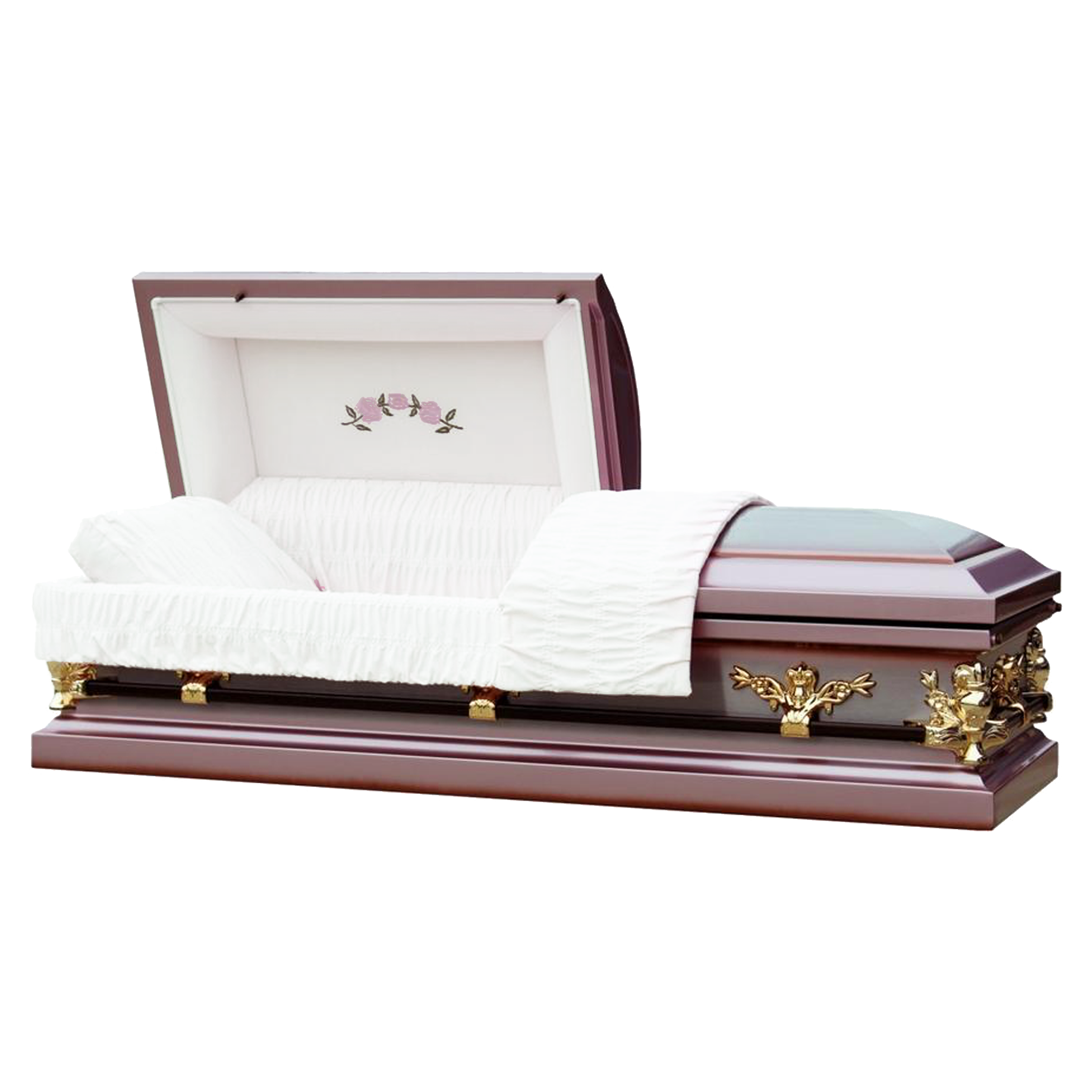 Imperial Rose casket — rose 18-gauge steel with white velvet interior (view 2)
