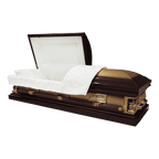 Pieta casket — bronze 18-gauge steel with white velvet interior