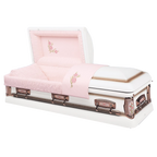 Lily Rose casket — rose 18-gauge steel with pink velvet interior (view 2)