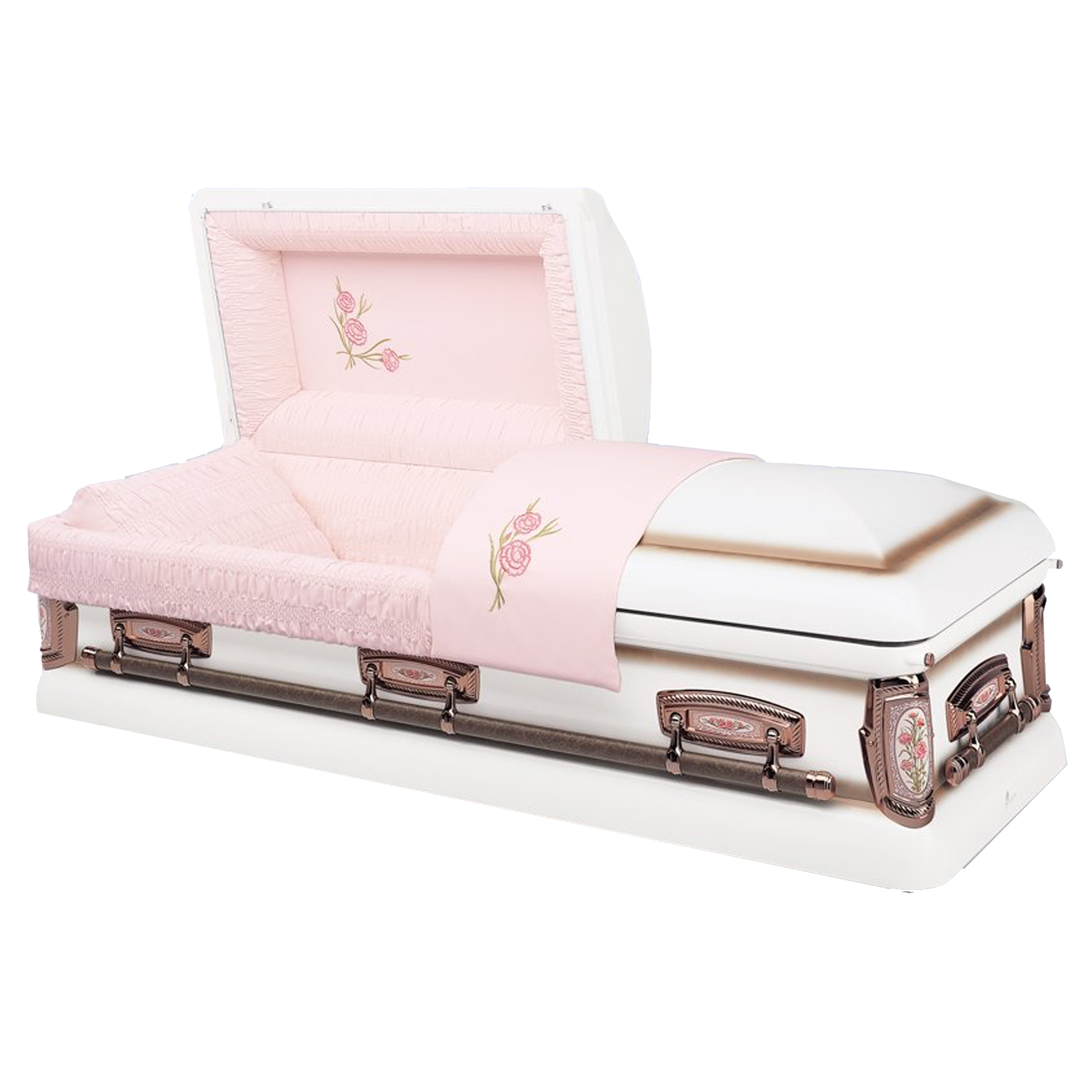 Lily Rose casket — rose 18-gauge steel with pink velvet interior (view 2)
