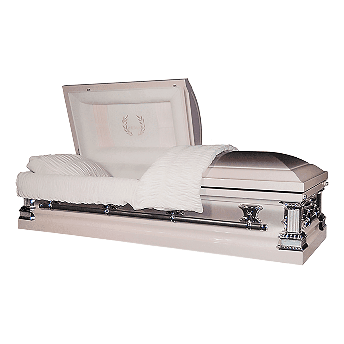 Mother Rose casket — rose 18-gauge steel with pink velvet interior (view 2)