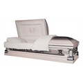 Mother Rose casket — rose 18-gauge steel with pink velvet interior