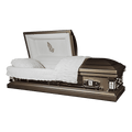Themed Casket – Praying Hands — bronze 18-gauge steel with white velvet interior