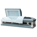 Father casket — blue 18-gauge steel with blue velvet interior (view 2)