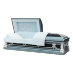 Father casket — blue 18-gauge steel with blue velvet interior