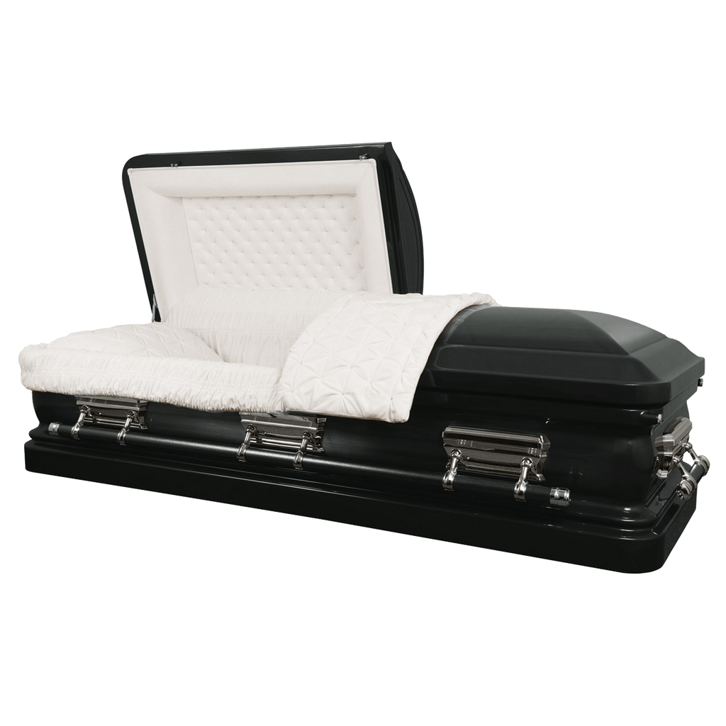The Premier Ebony casket — ebony 18-gauge steel with white velvet interior (view 2)