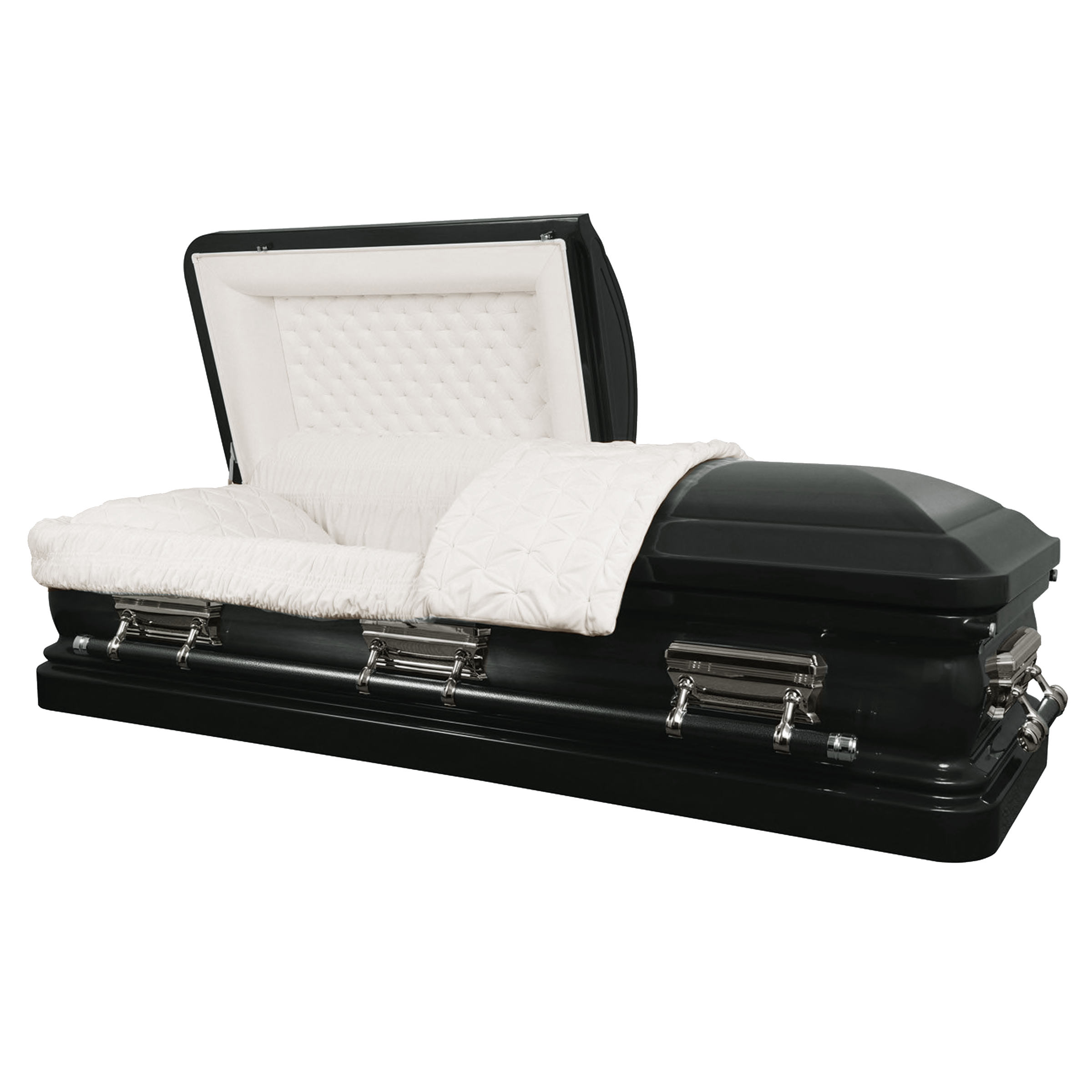 The Premier Ebony casket — ebony 18-gauge steel with white velvet interior (view 2)