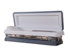 Venus Blue Full Couch casket — blue 18-gauge steel with blue velvet interior (view 2)