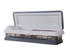 Venus Blue Full Couch casket — blue 18-gauge steel with blue velvet interior