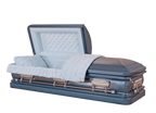 Venus Blue casket — blue 18-gauge steel with blue velvet interior (view 2)
