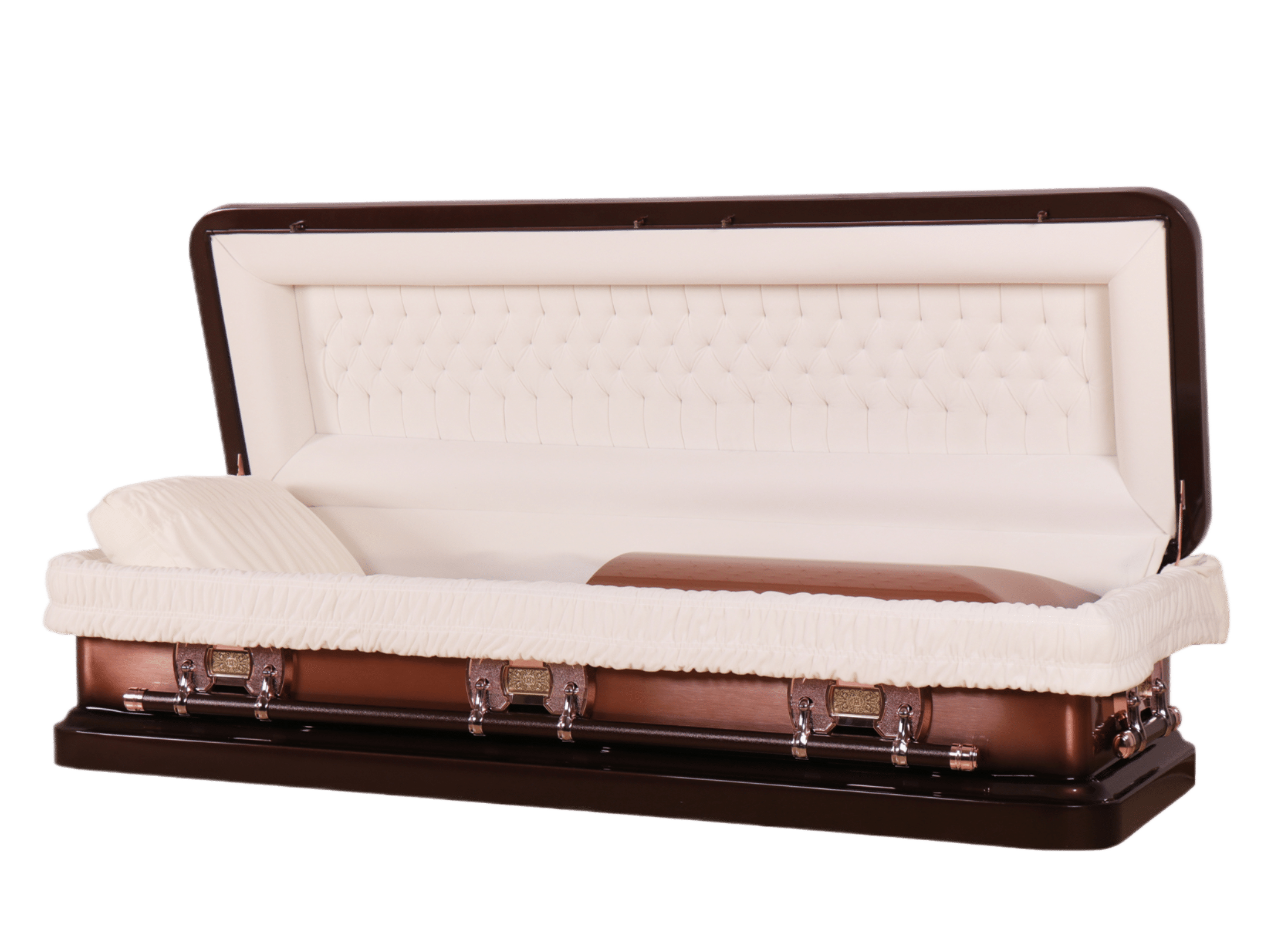 Venus Bronze Full Couch casket — bronze 18-gauge steel with ivory velvet interior (view 2)