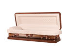 Venus Copper Full Couch casket — copper 18-gauge steel with ivory velvet interior