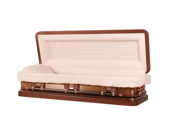 Venus Copper Full Couch casket — copper 18-gauge steel with ivory velvet interior