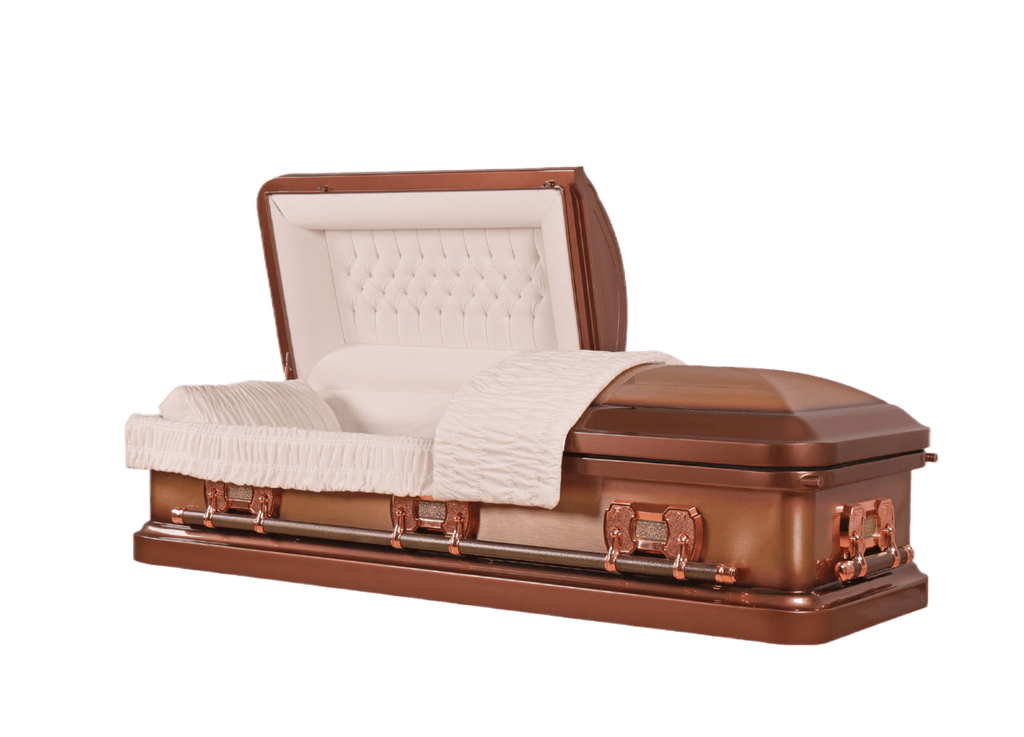 Venus Copper casket — copper 18-gauge steel with ivory velvet interior