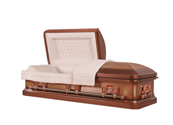 Venus Copper casket — copper 18-gauge steel with ivory velvet interior