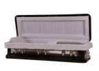 Venus Ebony Full Couch casket — ebony 18-gauge steel with gray velvet interior (view 2)