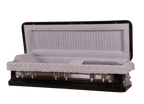Venus Ebony Full Couch casket — ebony 18-gauge steel with gray velvet interior