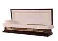 Venus Pieta Full Couch casket — bronze 18-gauge steel with ivory velvet interior