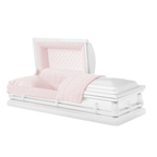 Washington casket — white 20-gauge steel with pink crepe interior (view 2)