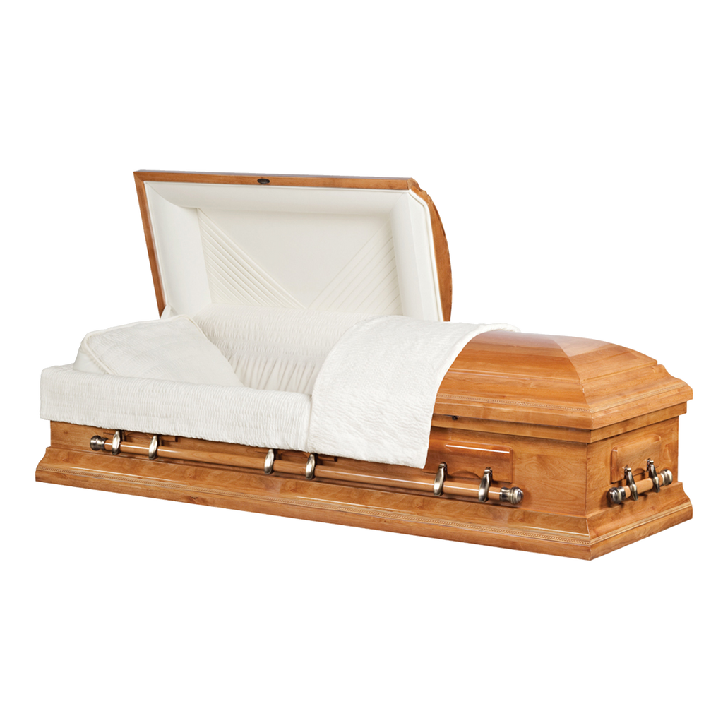 Westbrook High Gloss casket — solid maple with eggshell velvet interior (view 3)