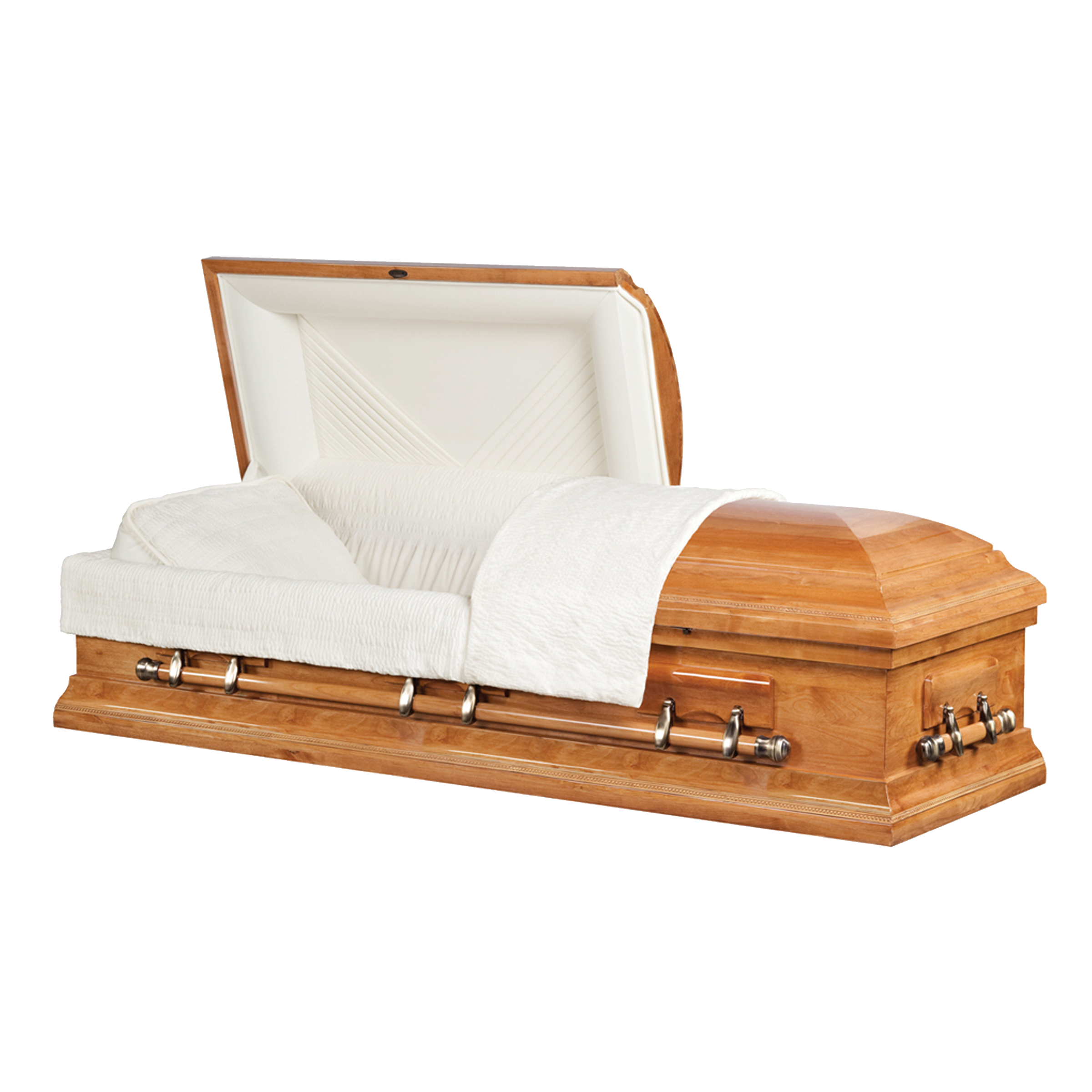 Westbrook High Gloss casket — solid maple with eggshell velvet interior (view 3)