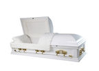 White Cross Wood Casket — solid poplar with white velvet interior