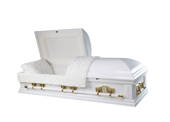 White Cross Metal Casket