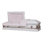 Clair Series White/Gold/Pink casket — white 20-gauge steel with pink crepe interior (view 2)