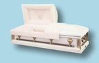 Batesville Carnation Mist Casket — white 20-gauge steel with moss pink crepe interior (view 3)