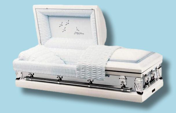 Batesville Ivory Mist Casket — ivory 20-gauge steel with light blue crepe interior (view 3)