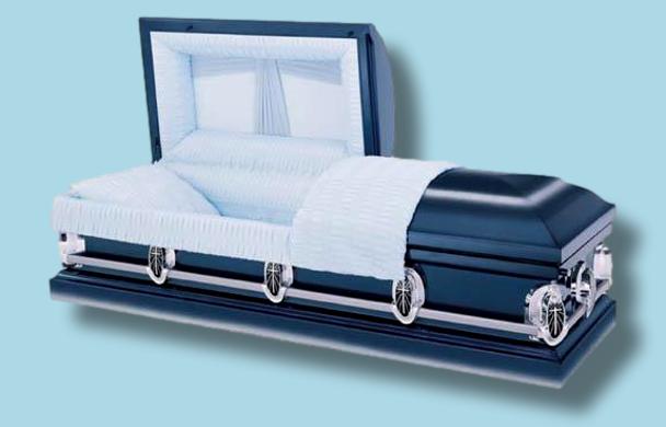 Batesville Polaris Casket — blue 20-gauge steel with light blue crepe interior (view 3)