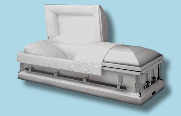 Batesville Revere Silver Casket — silver 20-gauge steel with ivory crepe interior (view 3)