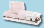 Batesville Saturn White Casket — white 20-gauge steel with light pink crepe interior (view 4)
