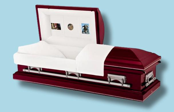 Batesville Claret Casket — red 18-gauge steel with ivory interior (view 3)