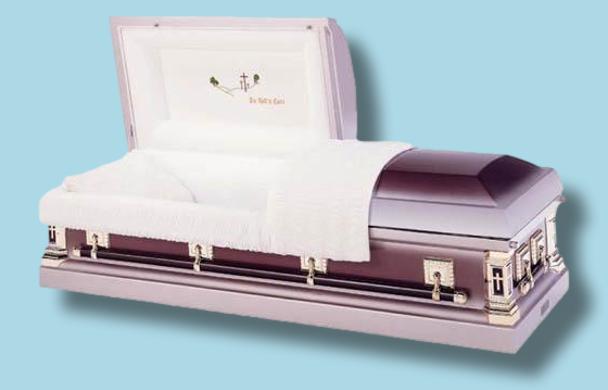 Batesville Cottage Rose Casket — purple 18-gauge steel with ivory crepe interior (view 3)