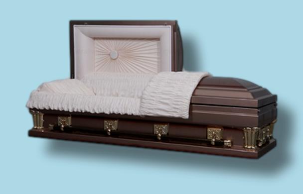 Franklin Copper casket — copper 18-gauge steel with white velvet interior (view 3)