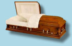 Solid Pecan Jackson casket — white velvet interior (view 3)