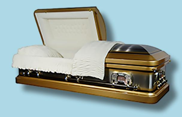 King Gold Caskets — gold 18-gauge steel with velvet interior (view 3)