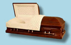 Lancaster Wood Casket — beige velvet interior (view 3)